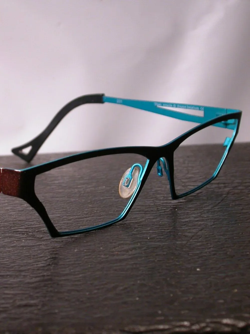 Theo Oracle Brown and Blue Modern Art Eyeglasses Spectacles  Made in Belgium